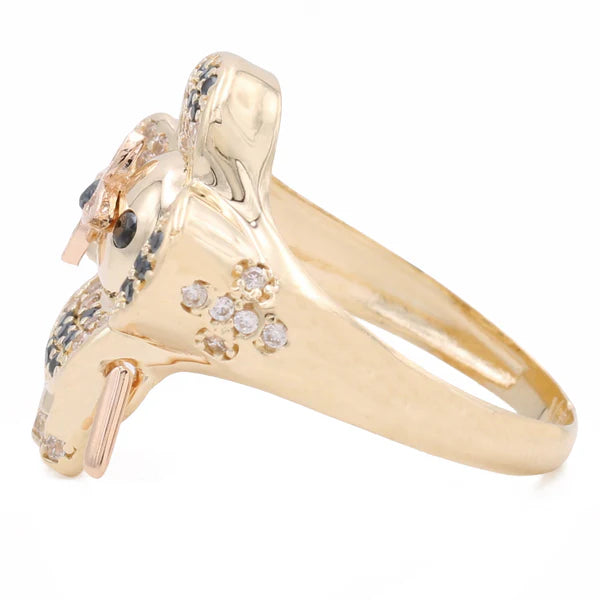 14k Fashion Women's Ring with Black and White / Weight 4.2 GR / COWR4LV-3