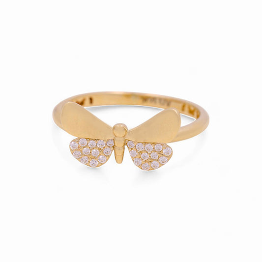 14K Yellow Gold Butterfly Women's Ring with White Cz / Size: 7/ Weight: 1.8 GR / VR-62