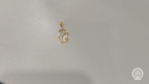 10K Yellow Gold Initial Pendant (C) with Crown and Cz Stone / Weight: 1.3 GR / EEPD0C