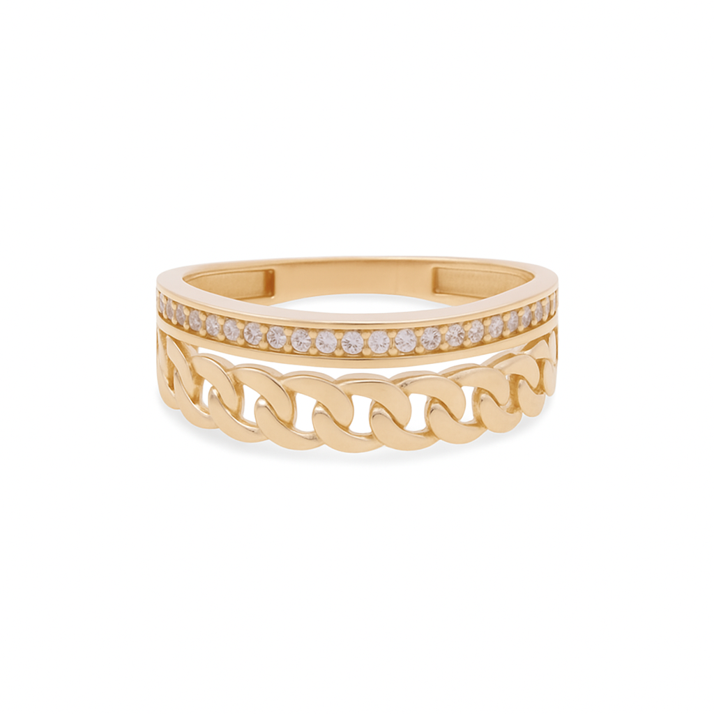14K Yellow Gold Fashion Women's Ring with White Cz / Size: 7.5 / Weight: 2.7 GR / DQWR4FS-40