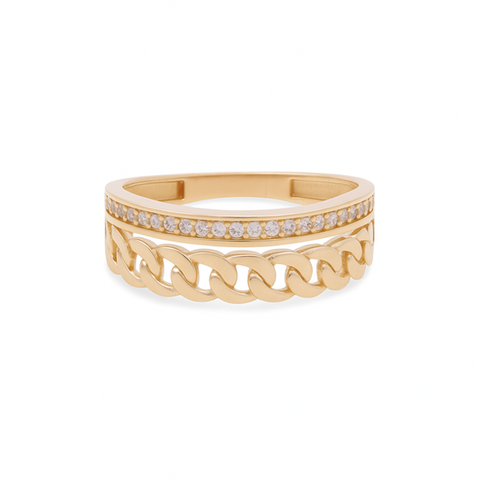 14K Yellow Gold Fashion Women's Ring with White Cz / Size: 7.5 / Weight: 2.7 GR / DQWR4FS-40