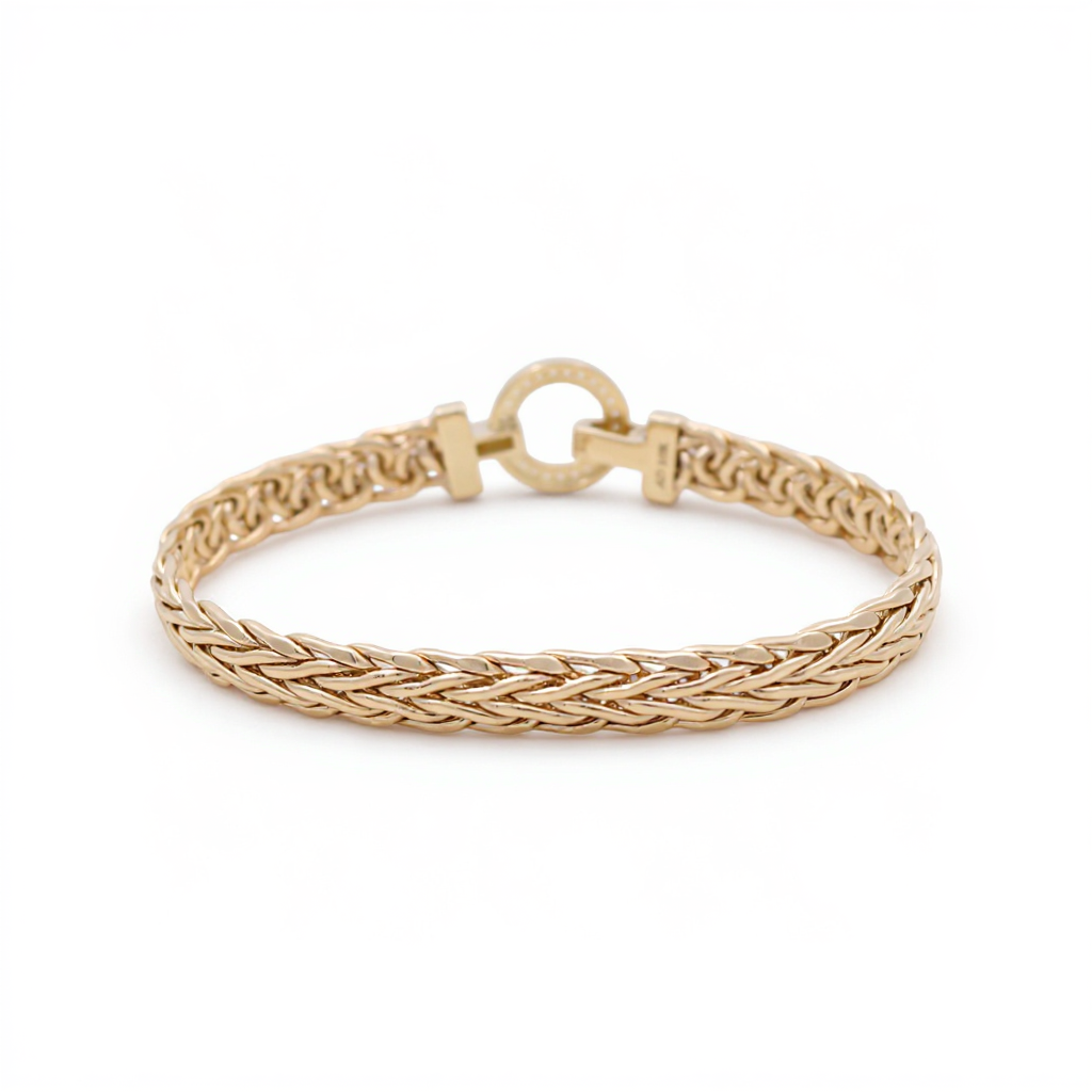 10K Yellow Gold Fancy Link Bracelet with Cz / Size: 7.5" / Weight: 9.8 GR / P10B-341