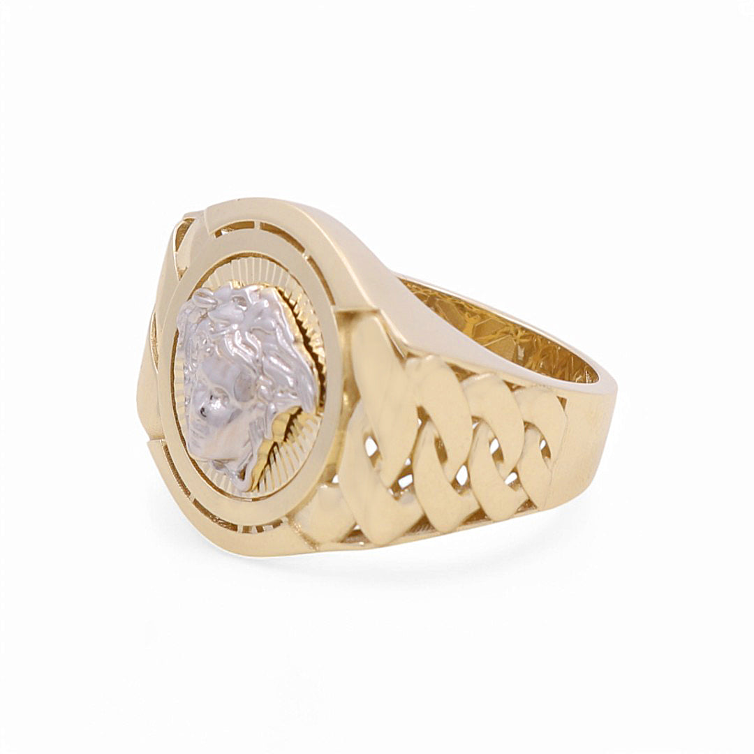 10K  Yellow and White Gold Medusa Men's Ring / Size: 10 / Weight: 7.3 GR / DPMRTT0VS
