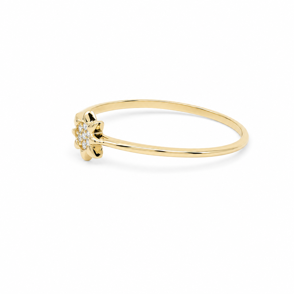 14K Yellow Gold Sun Women's Ring with Cz / Size: 7 / Weight: 0.8 GR / DQWR4SN