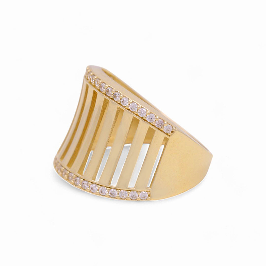 14K Yellow Gold Fashion Women's Ring with White Cz / Size: 7 / Weight: 3.1 GR / Y23-116