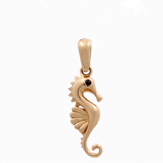 14K Yellow Gold Seahorse Pendant with Black Cz / Weight: 1.3 GR / CPPD4SH-1