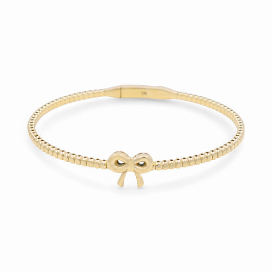 10K Yellow Gold Semisolid Women’s Bangle Bracelet with Ribbon / Weight: 7 GR / CPBB0RB