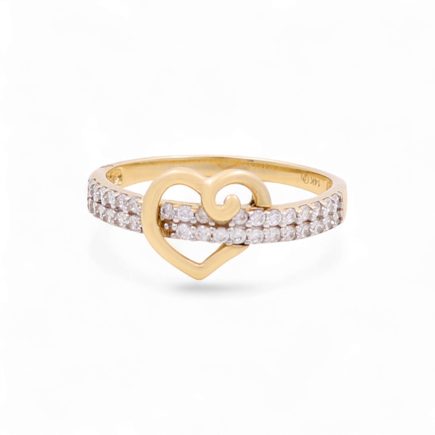 14k Heart Women's  Ring with Cz / Weight 1.8 GR / COWR4HR-9