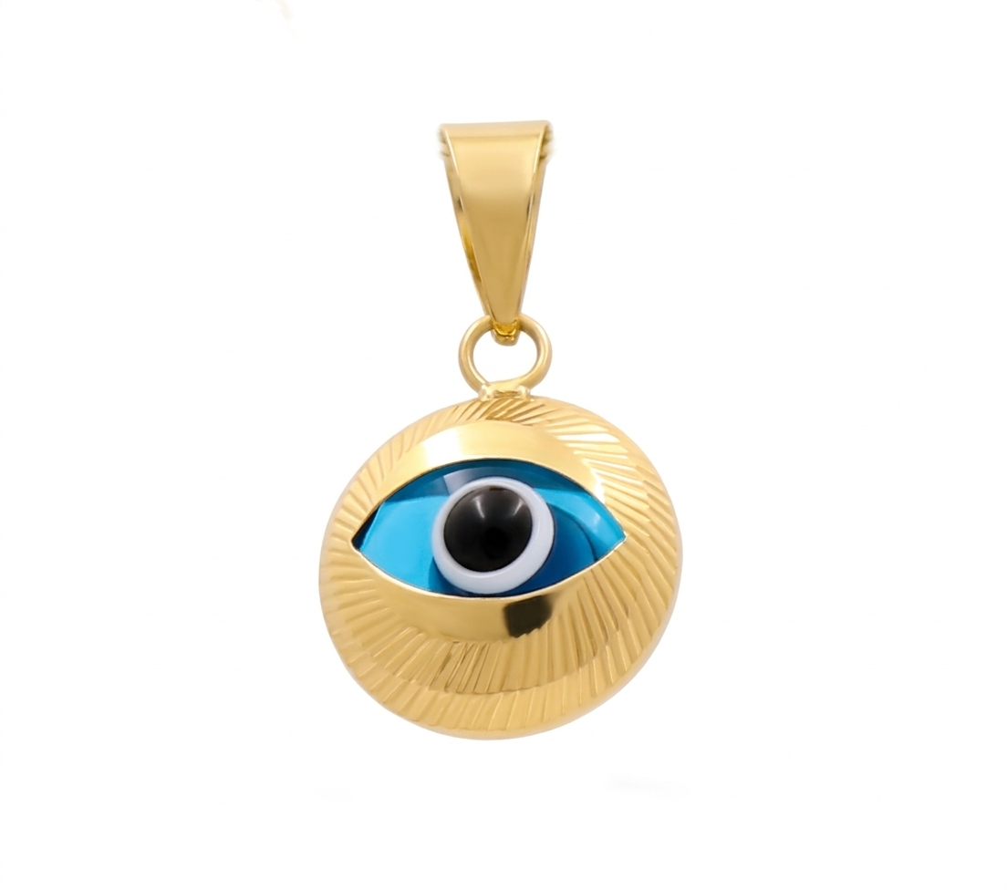 10K Yellow Gold Blue Eye Pendant / Weight: 1.3 GR / BCFPD0EY