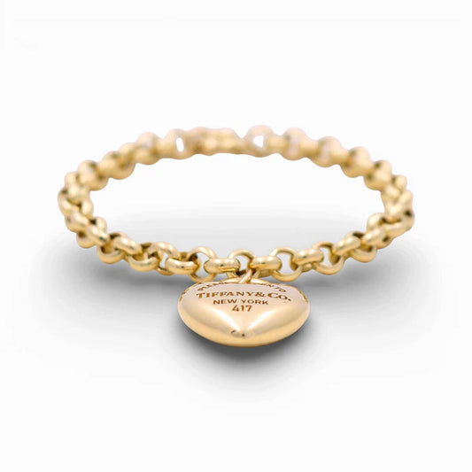 10K Yellow Gold Women's Heart Rolo Bracelet TT / Size: 7.5" / Weight: 9.7 GR / DQWB0HR-3
