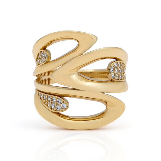 10K Yellow Gold Fashion Women's Ring with Cz / Size: 7.5 / Weight: 4.0 GR / Y25-292