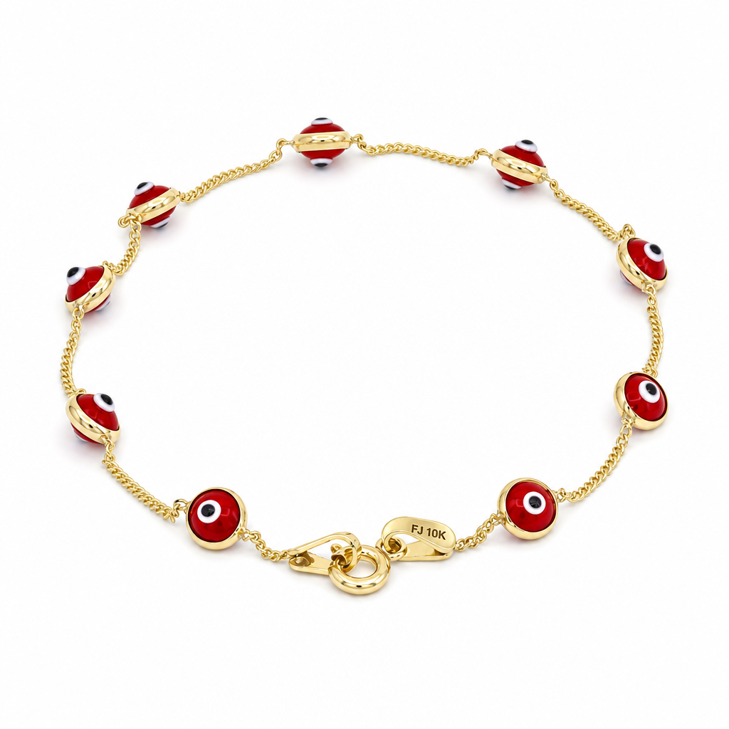 14K Yellow Gold Women's Bracelet with Red Eyes / Stone: Cz / Size: 7" / Weight: 2 GR / BQWB4EYE