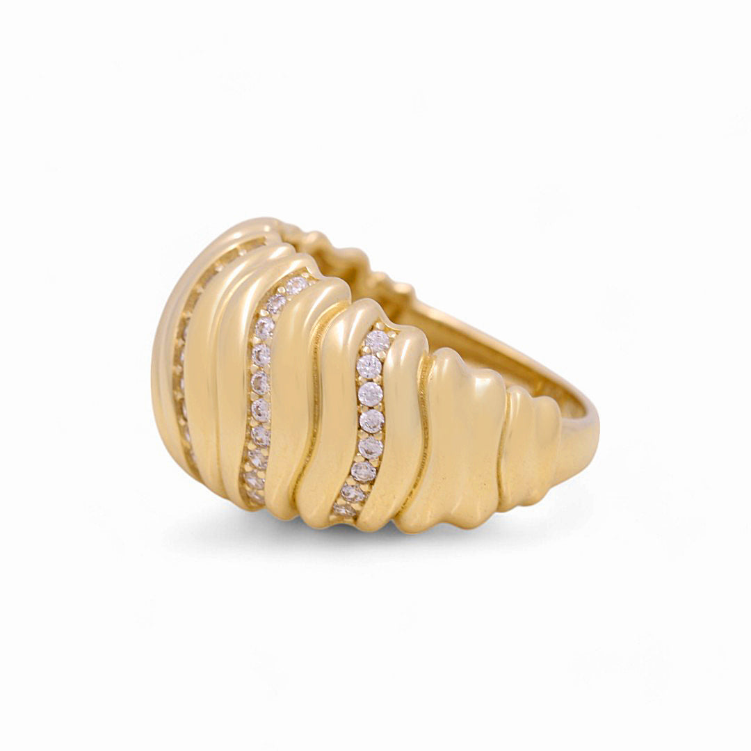10K Yellow Gold Women's Fashion Ring with Cz / Size: 7 / Weight: 3.1 GR / Y23-157