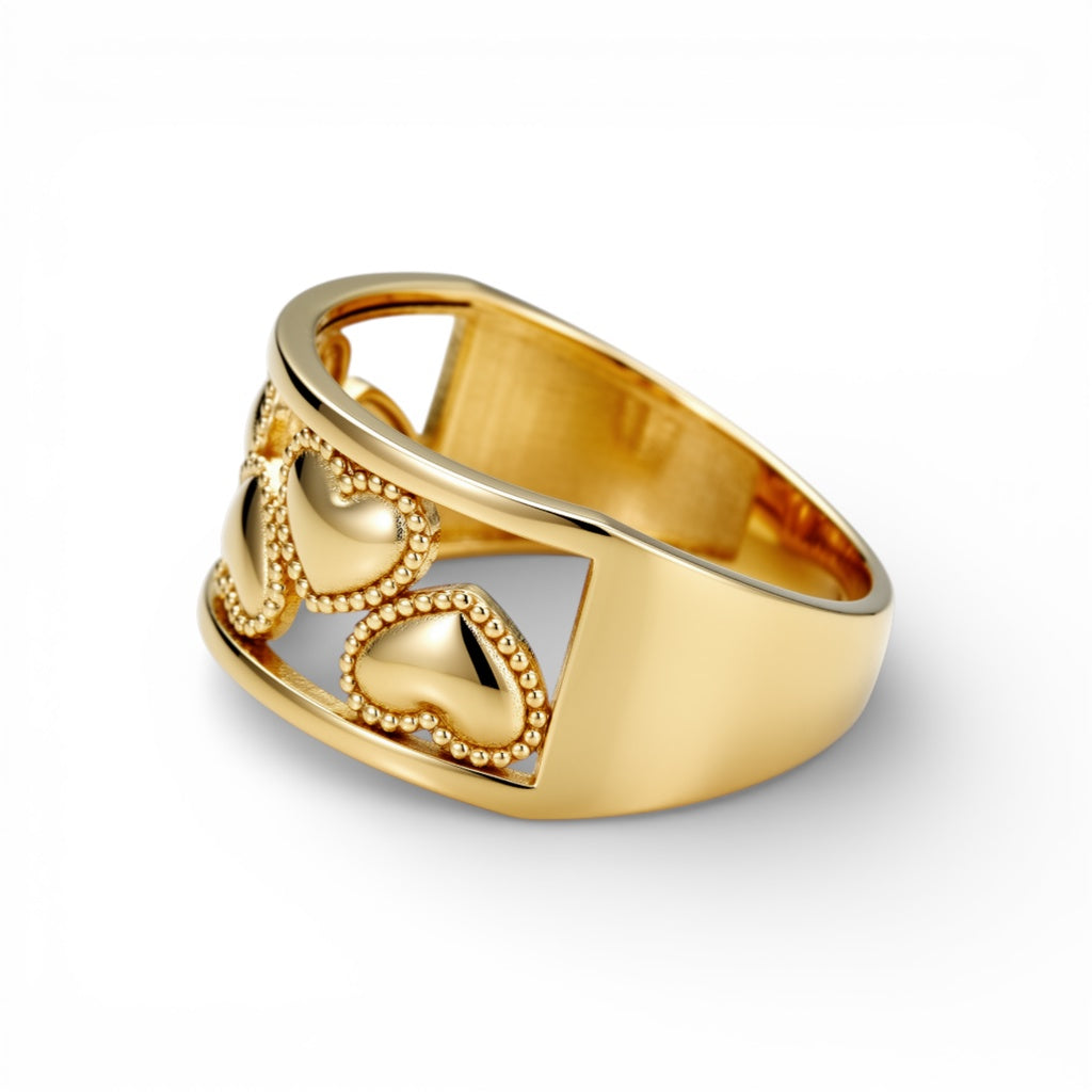 10K Yellow Gold Five Hearts Women's Ring / Size: 8.5 / Weight: 2.5 GR / DQWR0HR-21