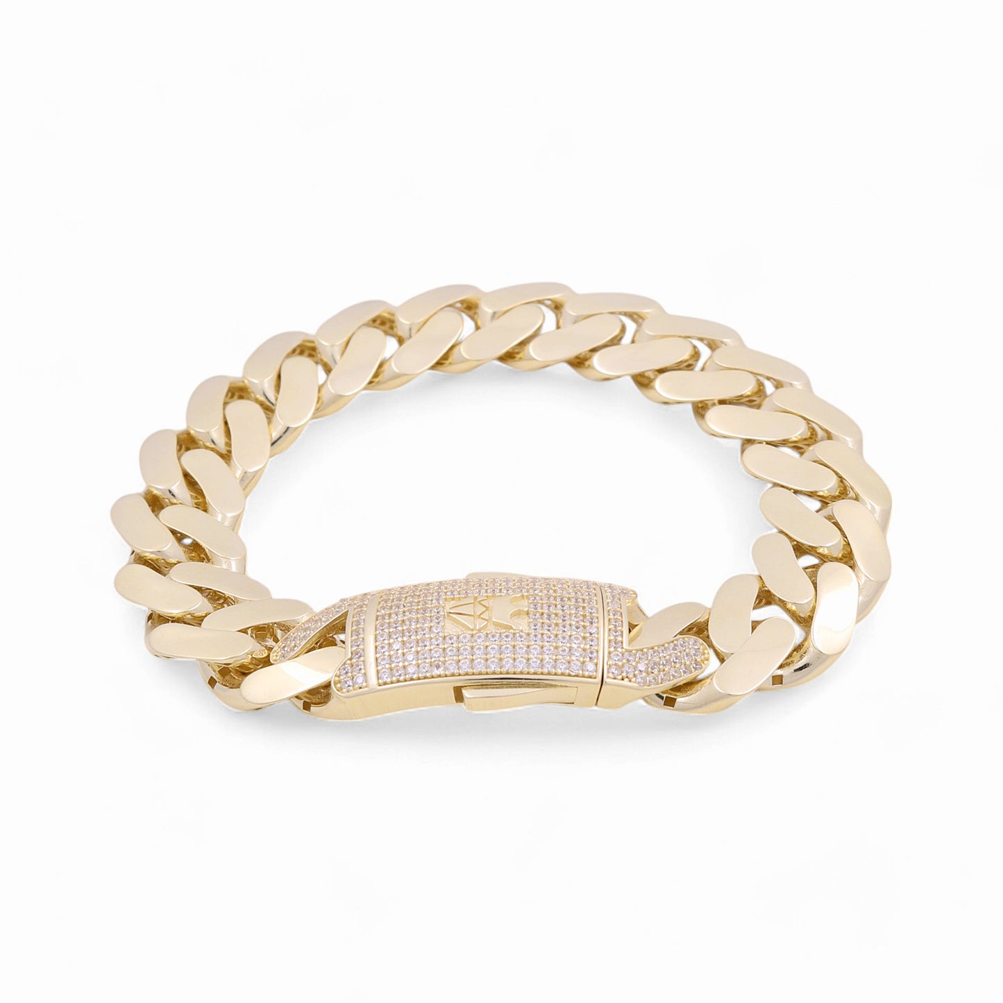 10K Yellow Gold Monaco Semisolid Bracelet / Stone: Cz / Size: 15mm 8.5" / Weight: 24.4 GR / COMB0MON15-8.5