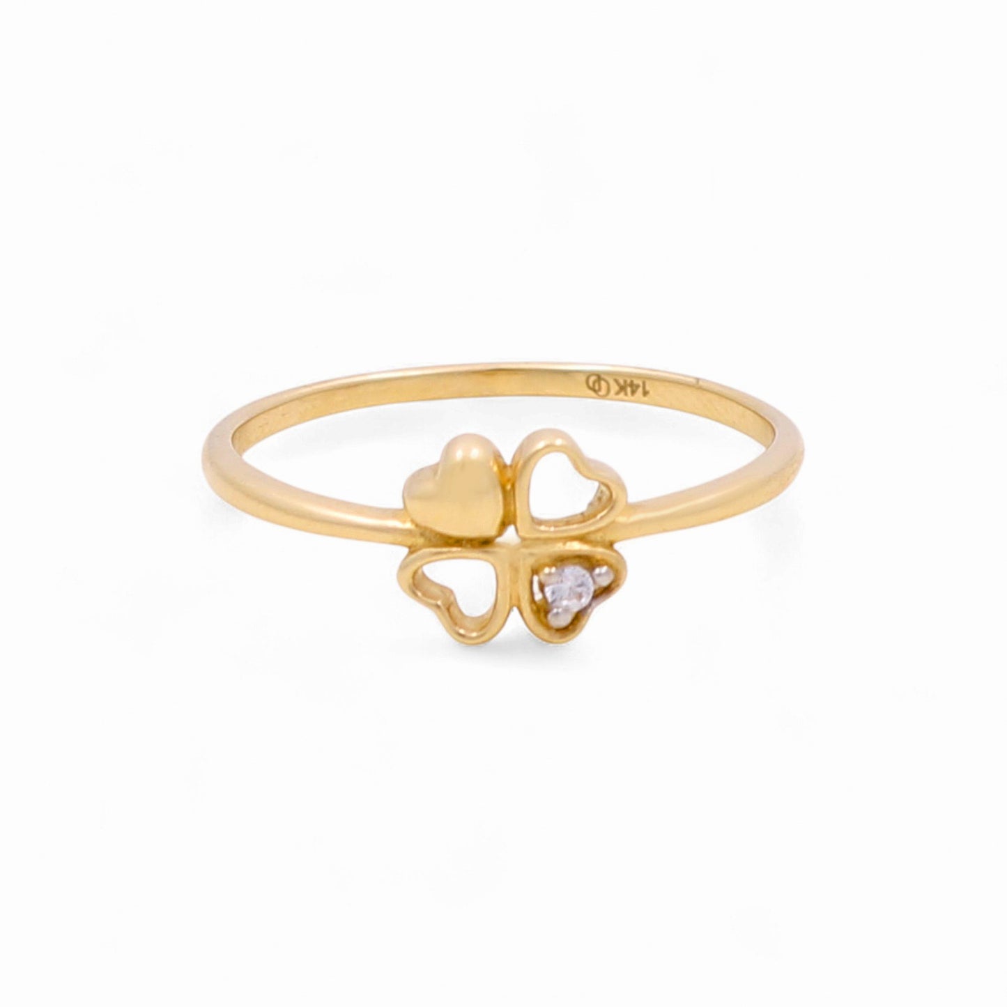 14K Yellow Gold Women’s Clover Ring / Stone: Cz / Size: 6.5 / Weight:1.2 GR / IEEWR4CLV