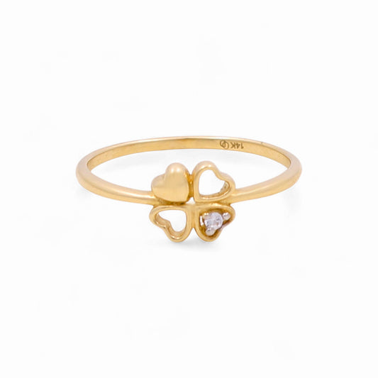 14K Yellow Gold Women’s Clover Ring / Stone: Cz / Size: 6.5 / Weight:1.2 GR / IEEWR4CLV