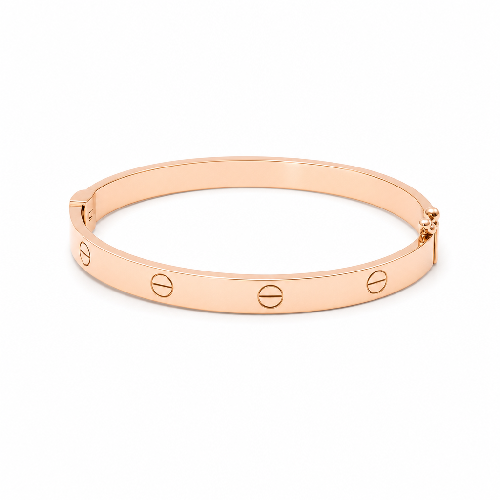 10K Rose Gold Semisolid Fashion CT Bangle Bracelet / 6MM 18 / Weight: 7.9 GR / CQBB0CT