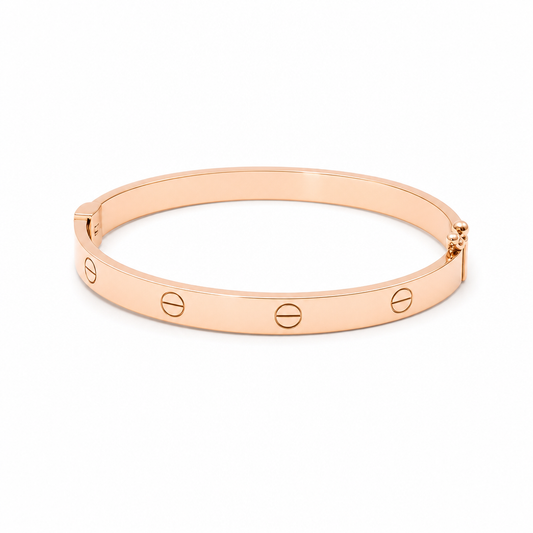 10K Rose Gold Semisolid Fashion CT Bangle Bracelet / 6MM 18 / Weight: 7.9 GR / CQBB0CT