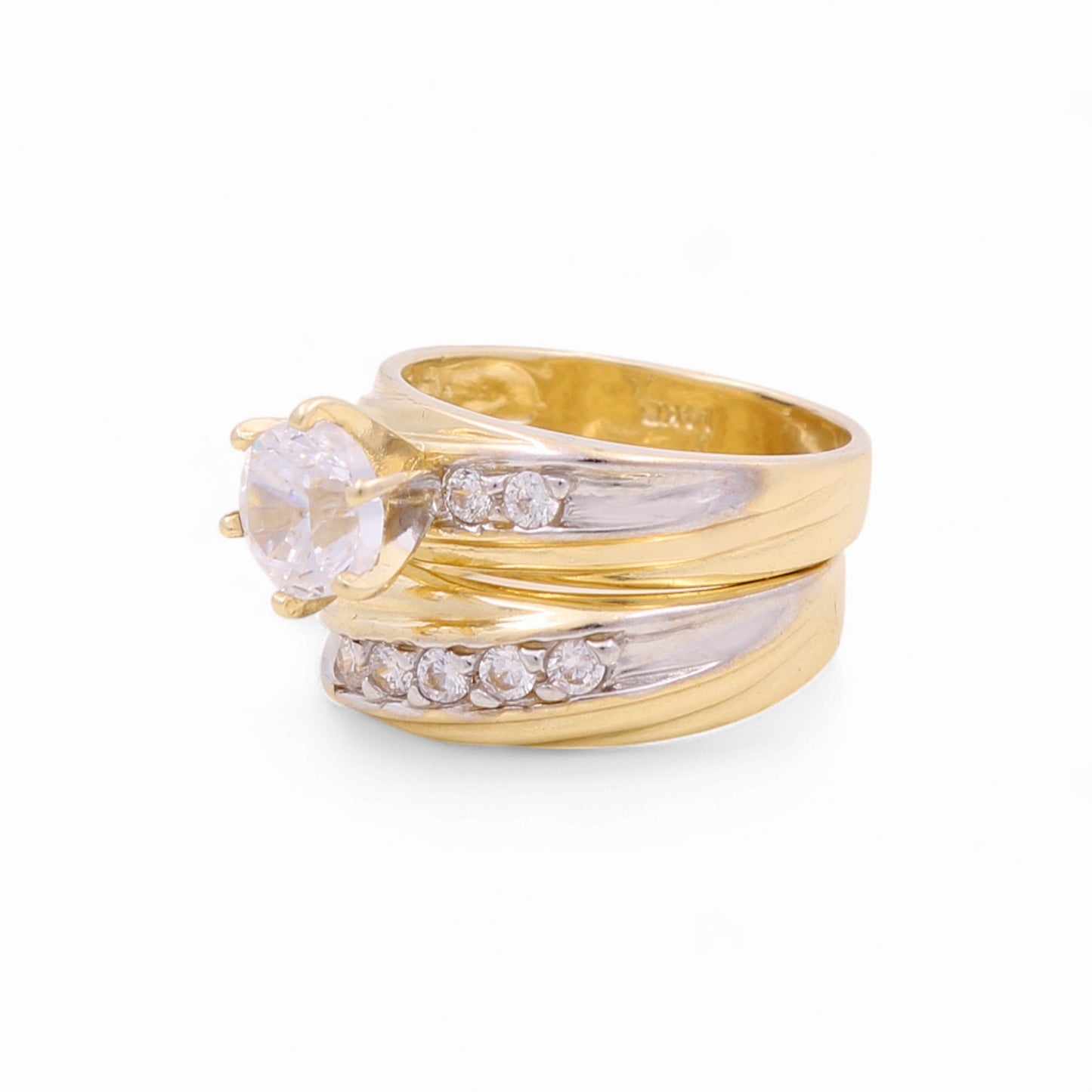 14K Yellow and White Gold Women’s Bridal Set / Stone: Cz / Size: 7 / Weight: 8.6 GR / CEEWRTT4BS-5