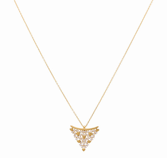 14K Yellow Gold Women's Necklace With Heart and Cz Pendant / Stone: Cz / Size: 16" / Weight: 3.3 GR / CCNK4HR-3