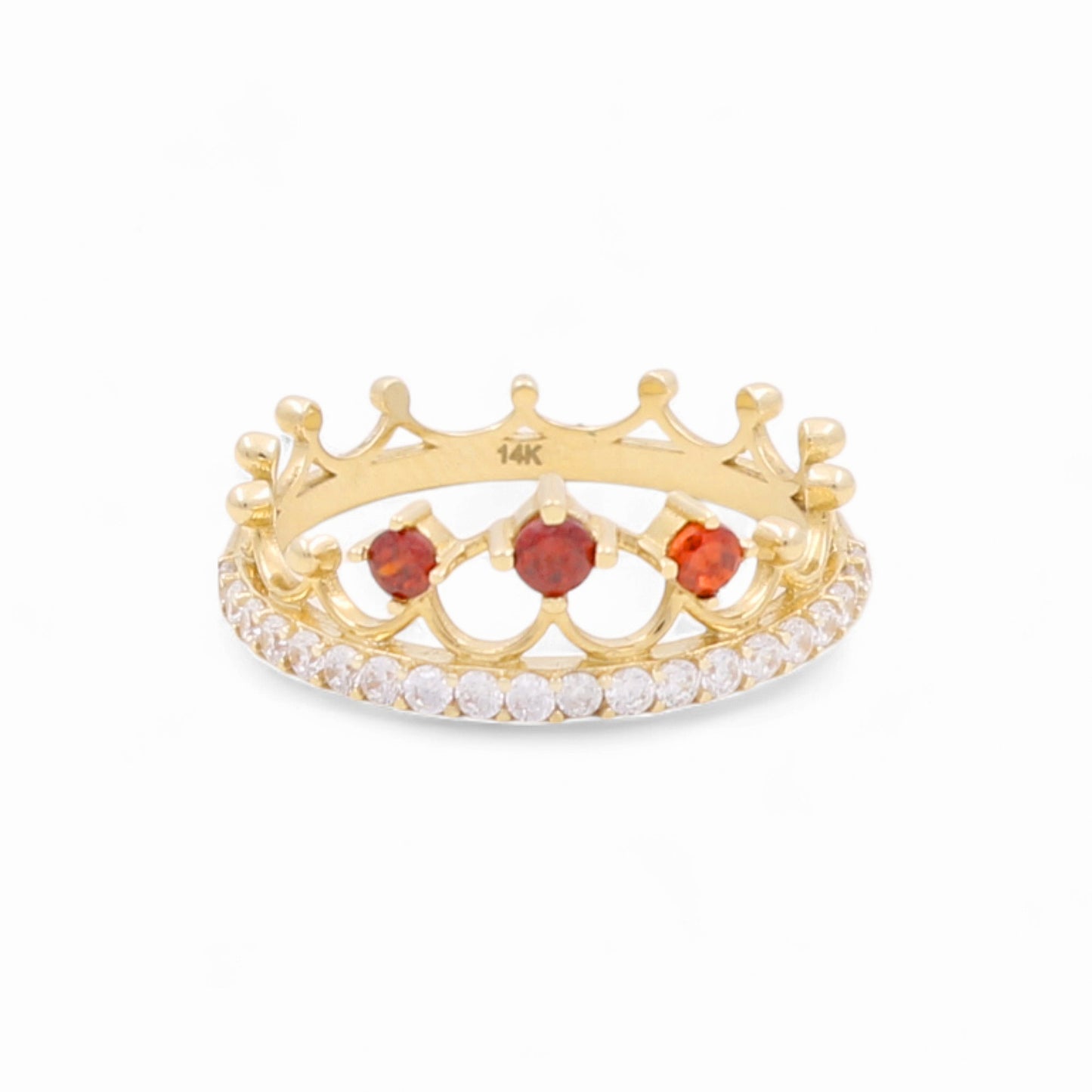 14k Crown Women's Ring with Orange Cz /Weight 2.2 GR / BOWR4CN