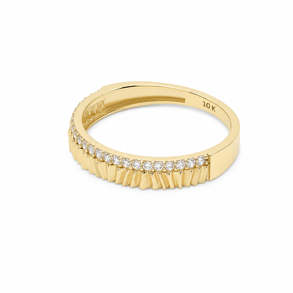 10K Yellow Gold Fashion Women's Ring with Cz / Size: 8 / Weight: 1.3 GR / DQWR0FS-128