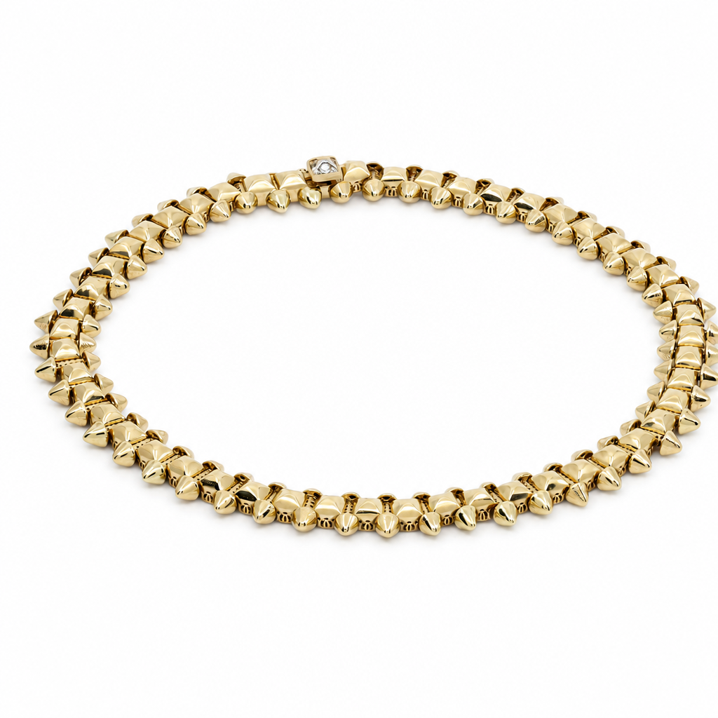 10K Yellow Gold Fashion Women's Bracelet / Cz / Size: 7.5"  7MM / Weight: 8.4 GR / DQWB0FS-10