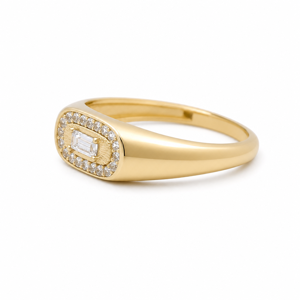 10K Yellow Gold Fashion Women's Ring with Cz Stone / Size: :7.25 / Weight: 1.8 GR / CQWR0FS-36