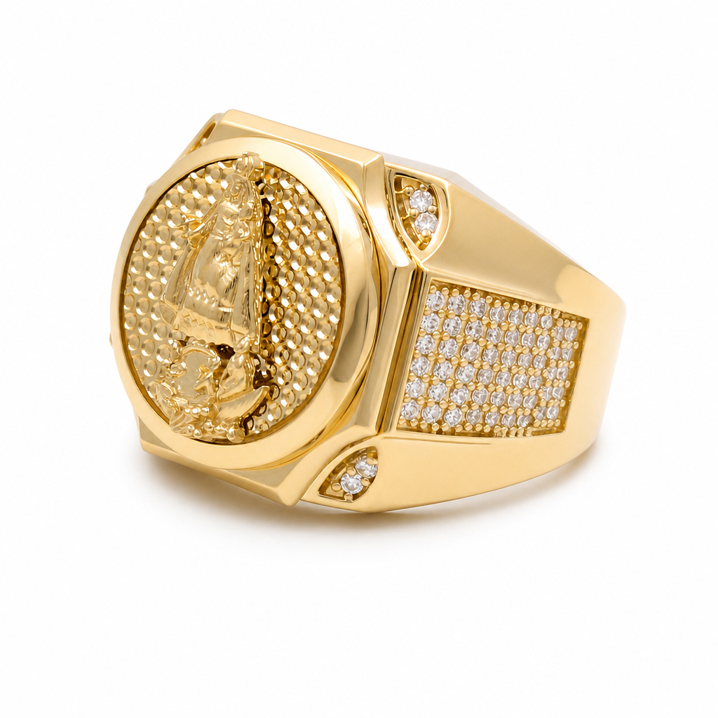 14K Yellow Gold Men's Rings with Virgen de la Caridad / Size: 11 / Weight: 10.9 GR / 711-99999