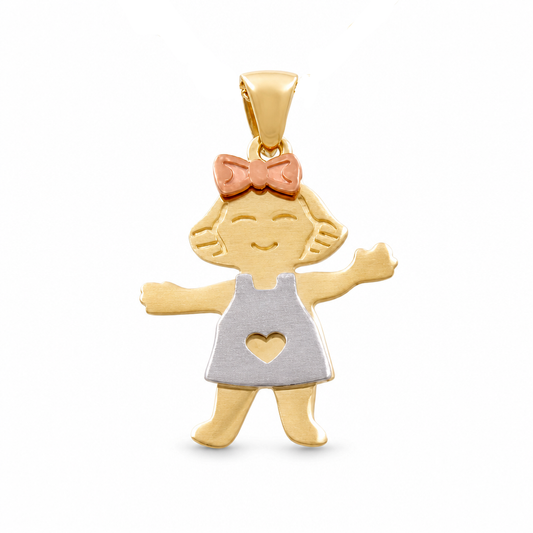 10K Yellow, White and Rose Gold Girl Pendant / Weight: 1 GR / DQPD3T0GRL