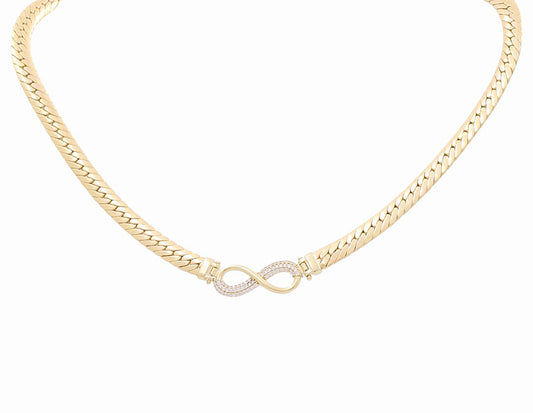 10K Yellow Gold Infinity Women's Necklace with Cz / Size: 17" / Weight: 15.5 GR / DPNK0IF