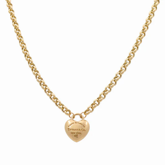 10K Yellow Gold Women's Rolo Heart Necklace TT / Size: 18"  6mm / Weight: 17.9 GR / DQNK0HR-2