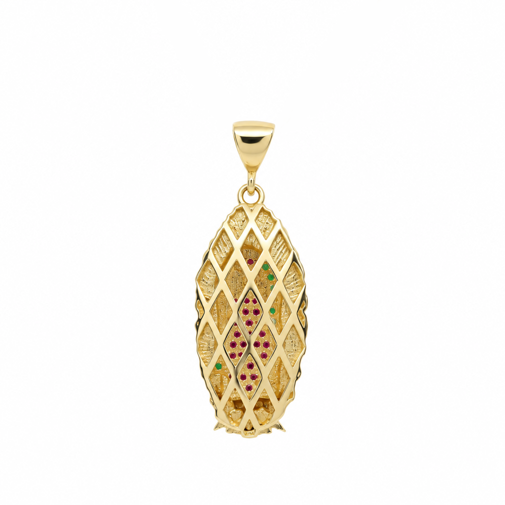 14K Yellow Gold Virgen de Guadalupe Medal Pendant with Colours Cz / Size: 24MM / Weight: 2.6 GR / DQPD4VG