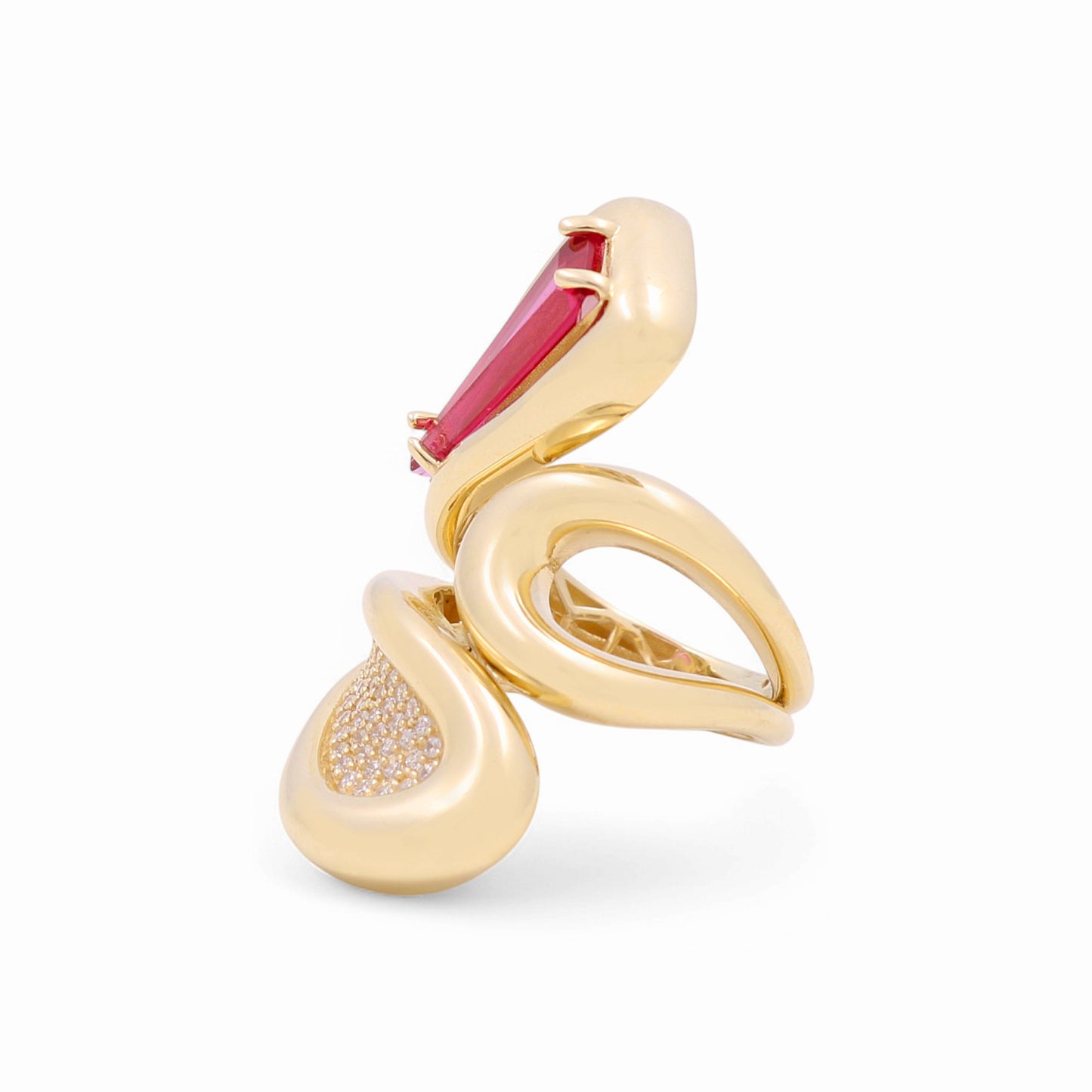 14K Yellow Gold Fashion Women's Ring with Pink and White Cz / Size: 7.5 / Weight: 8 GR / CPWR4FS-8