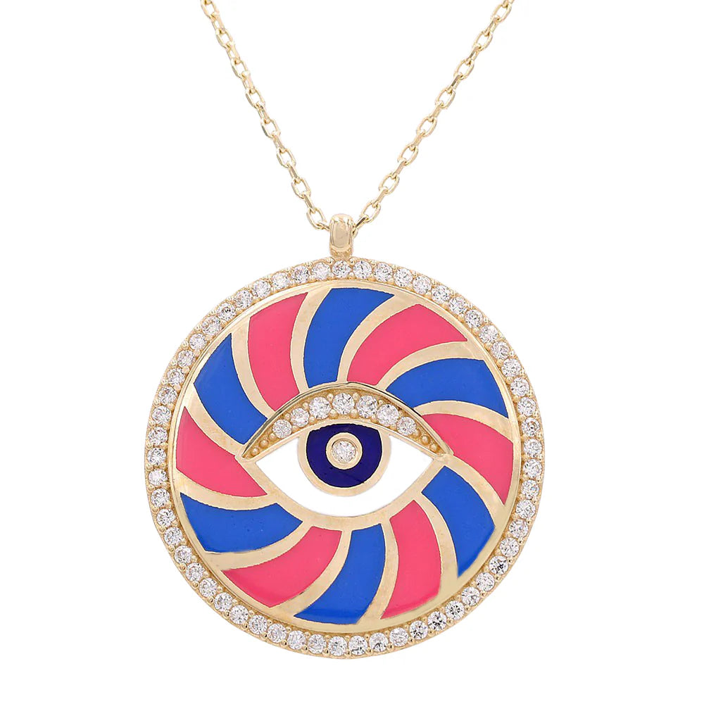 14K Yellow Gold Women's Necklace With Eye Pendant / Size: 16" / Weight: 6 GR / Stone: Cz / CCNK4EY