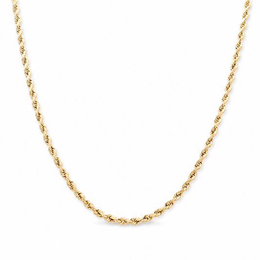 14K Yellow Gold Semisolid Rope Chain / Size: 24" 3.2mm / Weight: 7.8 GR / 768-20040