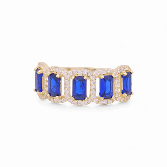 10K Yellow Gold Women's Fashion Ring with Blue Cz / Size: 7 / Weight: 1.8 GR / P03R-3321