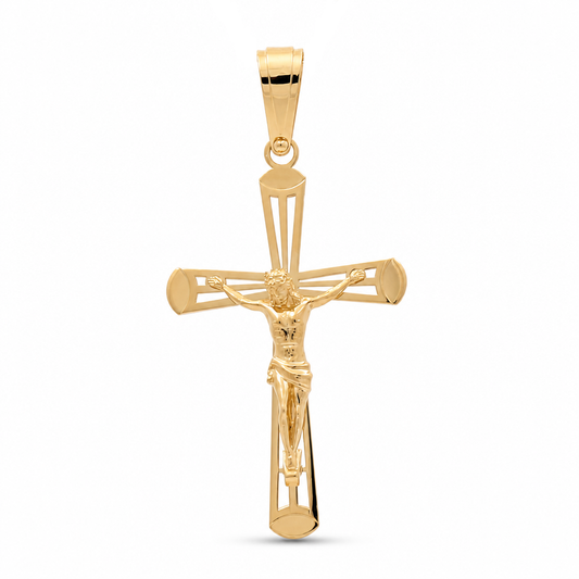 14K Yellow Gold Cross Pendant with Christ / Weight: 3.1 GR / 711-00297