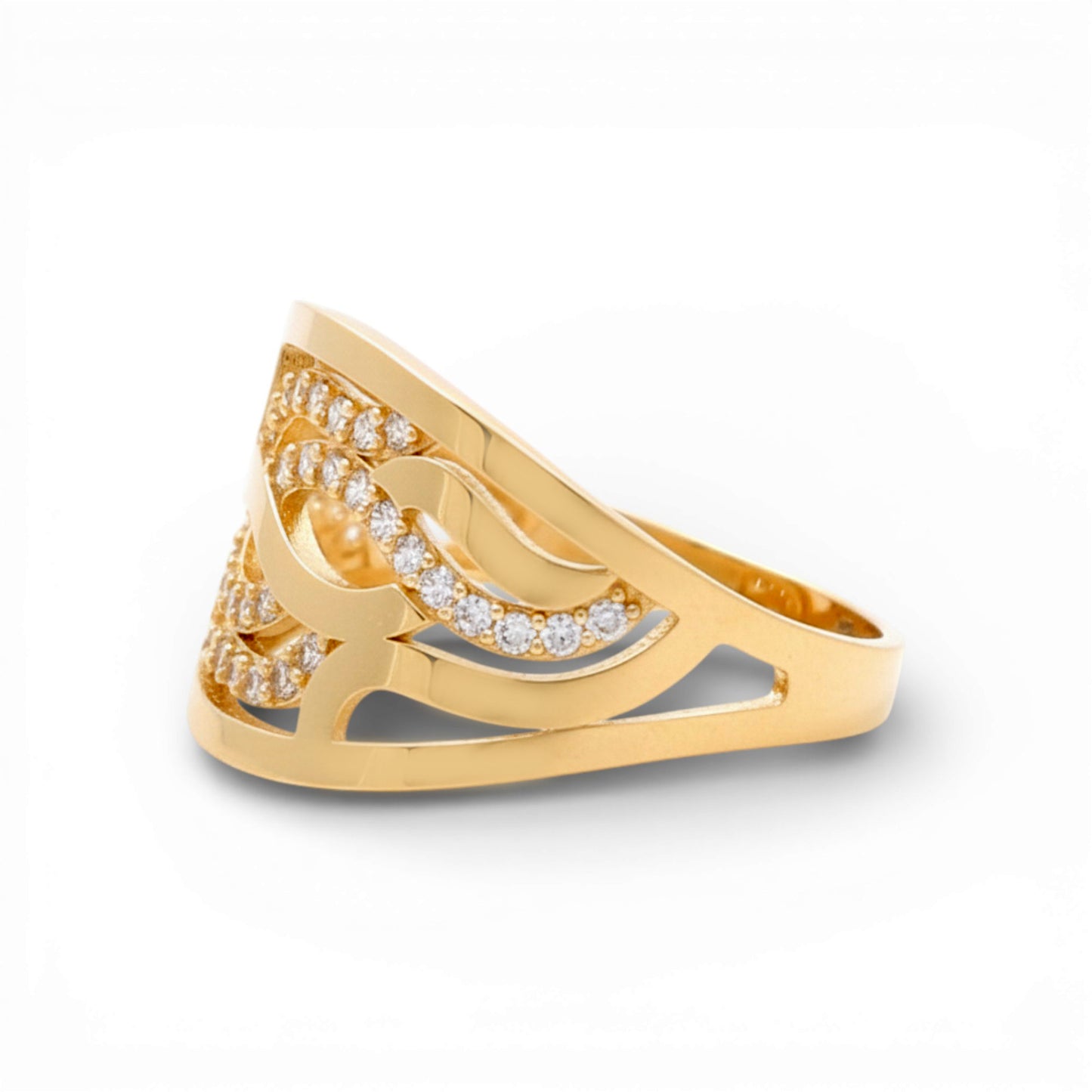 14K Yellow Gold Fashion Women's Ring with Cz / Size: 8 / Weight: 2.6 GR / Y25-422