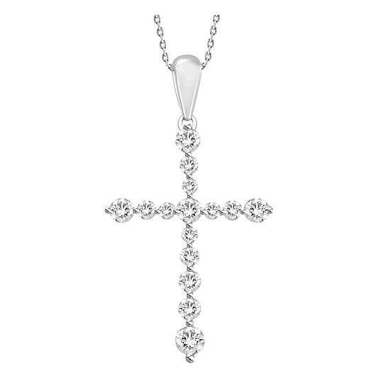 10K White Gold Diamond Necklace with Cross Pendant / Stone: 0.25CT / Size: 18"/ 218638W