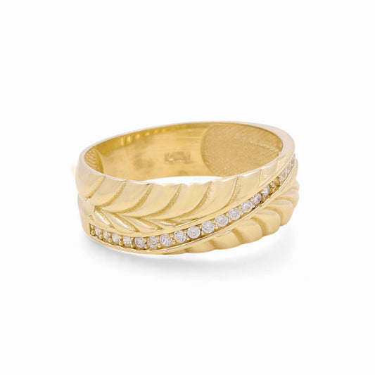 14K Yellow Gold Men’s Wedding Band / Stone: Cz / Size: 10.5 / Weight: 3.2 GR / CEEMWB4BS-18