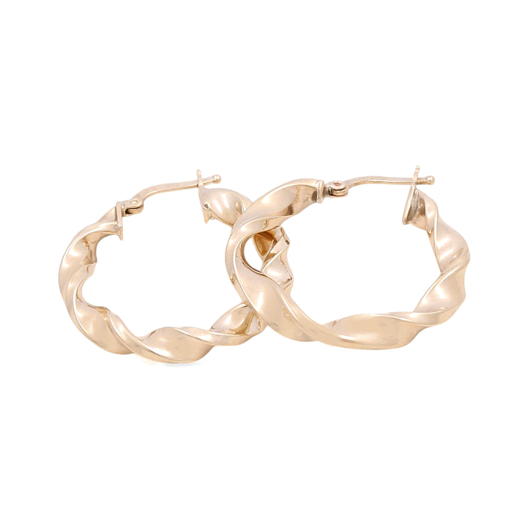 10K Yellow Gold Twist Hoops Earrings / Size: 4mm X 23mm / Weight: 2.9 GR / KOEH0TR4x23