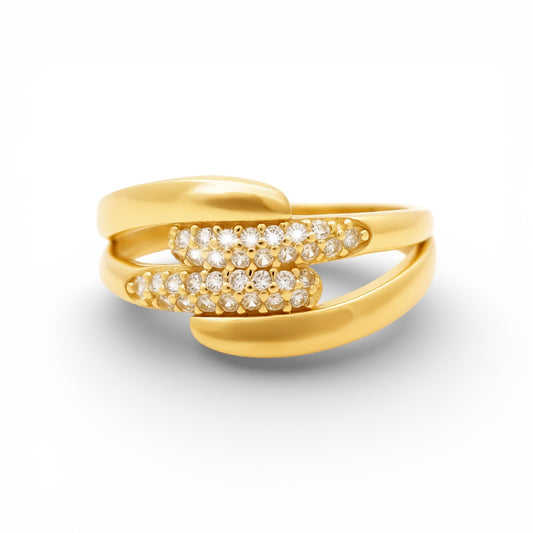 14K Yellow Gold Fashion Women's Ring With Cz / Size: 8 / Weight: 2.2 GR / Y25-247