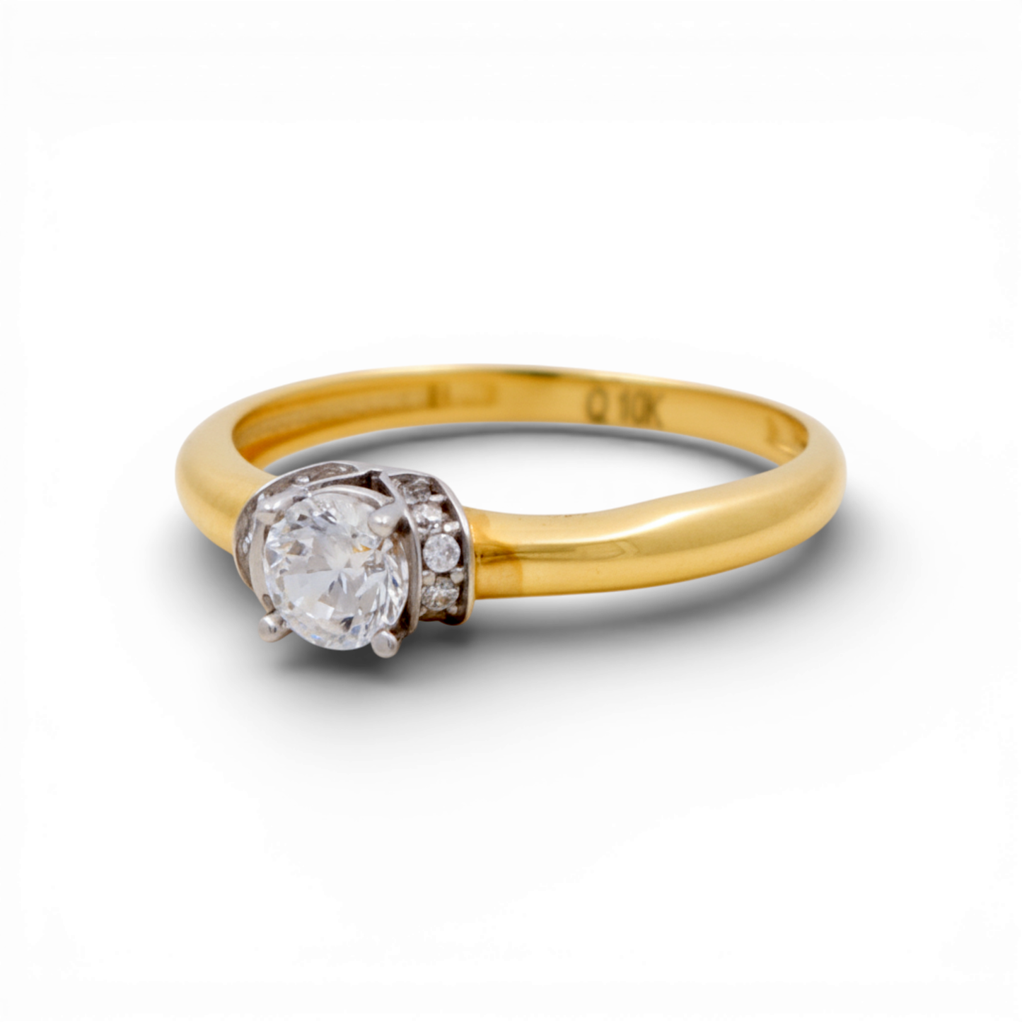 10K Yellow and White Gold Women's Engagement Ring / Stone: Cz / Size: 7 / Weight: 1.4 GR / CQWRTT0ER
