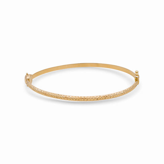 14K Yellow Gold Semisolid Diamond Cut Women’s Bangle Bracelet  / Weight: 4 GR / CPBB4DC