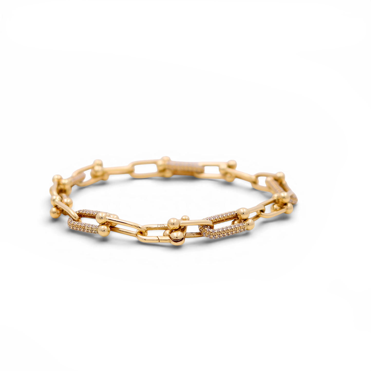 14K Yellow Gold Women's Bracelet / Size: 7.5" / Weight: 10.6 GR / Stone: Cz / CCWB4TT-1