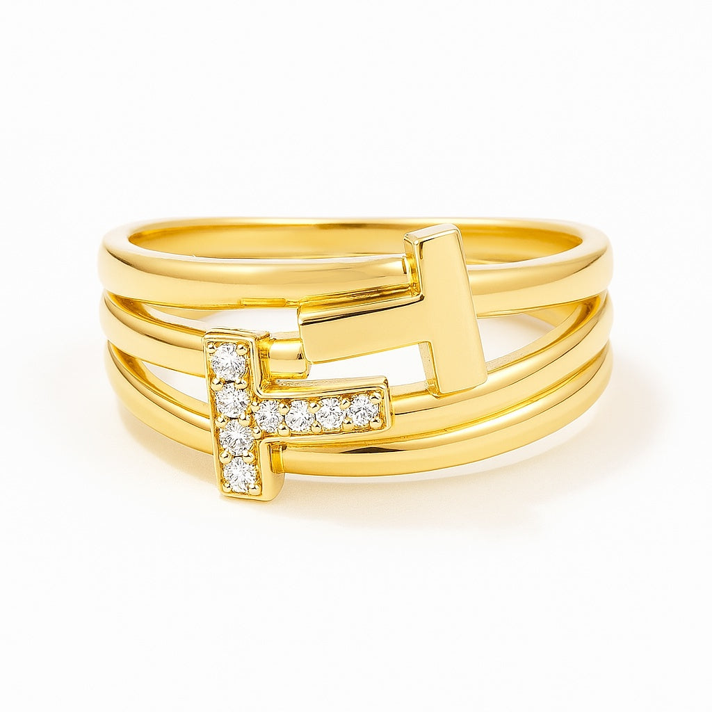 14K Yellow Gold Fashion Women's Ring with CZ / Size 8 / Weight: 2.9 GR / DOWR4FS-9