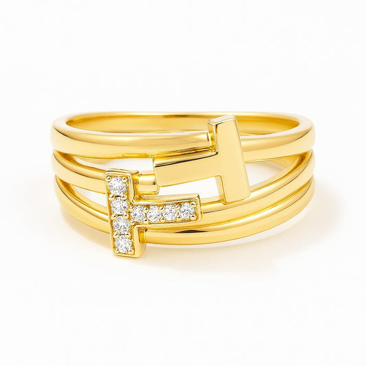 14K Yellow Gold Fashion Women's Ring with CZ / Size 8 / Weight: 2.9 GR / DOWR4FS-9