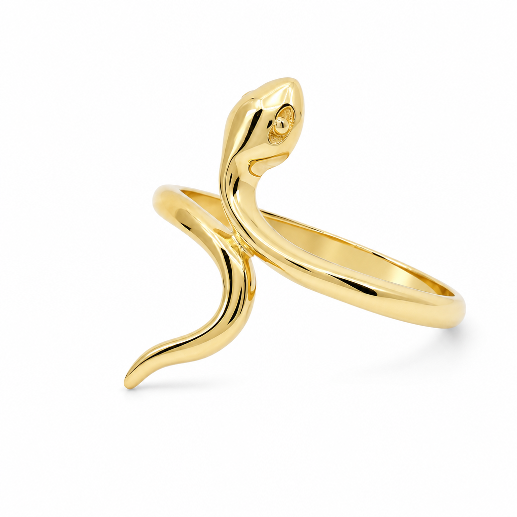 14K Yellow Gold Snake Women's Ring / Stone: Cz / Size: 7.5 / Weight: 1.3 GR / DQWR4SK